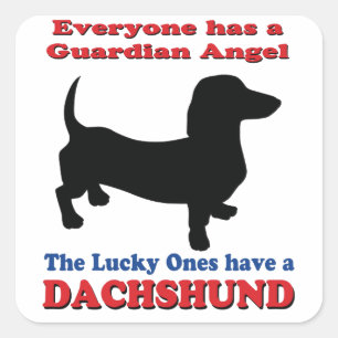 Adesivo Quadrado Dachshund do anjo-da-guarda