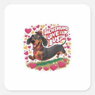 Adesivo Quadrado Dachshund Love Is Bussin
