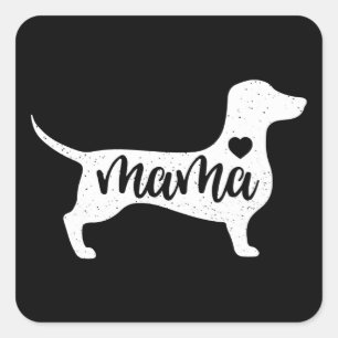 Adesivo Quadrado Dachshund Mors Day Mama Cachorro Mãe Pata Povoar P