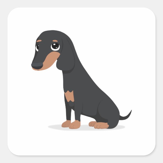 Adesivo Quadrado Dachshund Sticker (Frente)