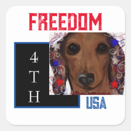 Adesivo Quadrado Dachshund Vermelho     