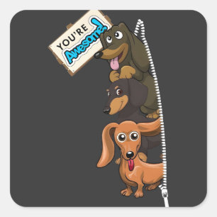 Adesivo Quadrado Dachshund Você É Incrível