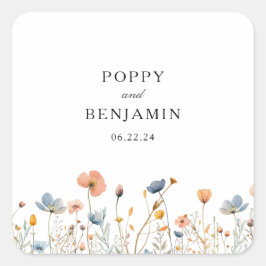 Adesivo Quadrado Dacil Floral Wildflower Wreath Wedding