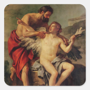 Adesivo Quadrado Daedalus Attaching Icarus' Wings, c.1754