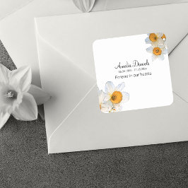 Adesivo Quadrado Daffodil para sempre em nosso coração Funeral