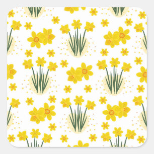 Adesivo Quadrado Daffodils brilhantes, padrão perfeito