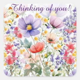 Adesivo Quadrado DaîBonito Watercolor Floral