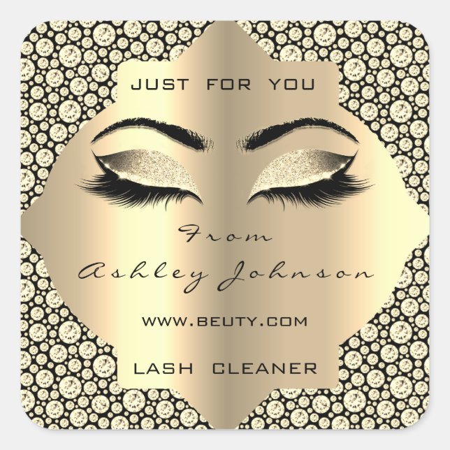 Adesivo Quadrado Daimond Sepia Glitter Dourado Lash Cleaner Makeup (Frente)