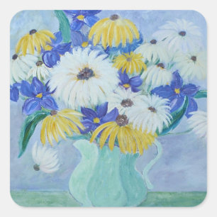 Adesivo Quadrado Daisies em um Vase Sticker