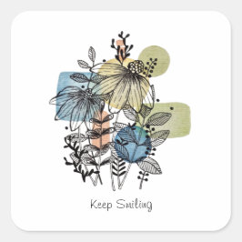 Adesivo Quadrado Daisy Doodle Em Tinta E Aquarela