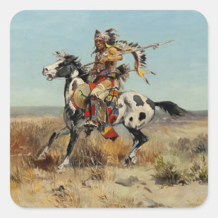 Adesivo Quadrado "Dakota Chefe" por Charles M Russell