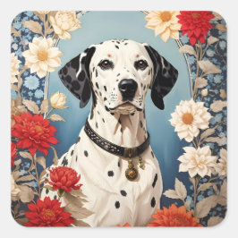 Adesivo Quadrado Dalmácia Elegante com Flores Dahlia