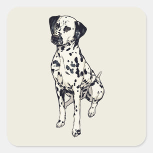 Adesivo Quadrado Dálmata Sparky Pop Art Meia-Tinta Cachorro de Quad