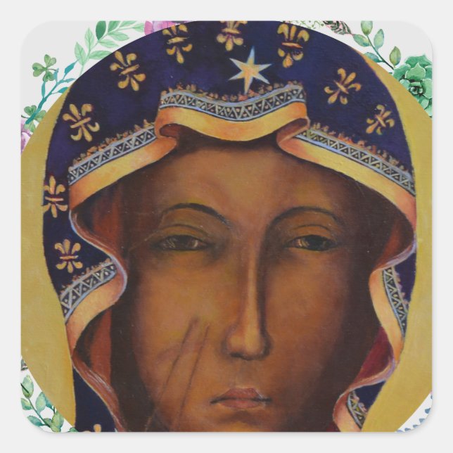 Adesivo Quadrado Dama católica tradicional da Madona negra polonesa (Frente)