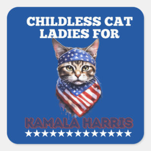 Adesivo Quadrado Damas De Gato Isoladas Para Kamala Harris