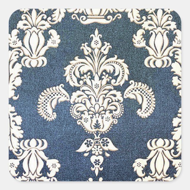 Adesivo Quadrado damasco azul (Frente)