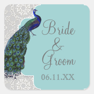 Adesivo Quadrado Damasco do pavão de AnnaLiese - selo de