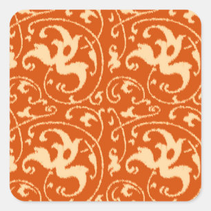 Adesivo Quadrado Damasco floral de Ikat - tanjerina
