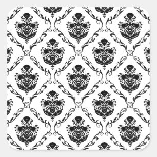 Adesivo Quadrado Damasco preto tradicional