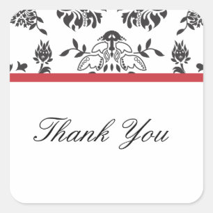 Adesivo Quadrado Damask Obrigado Envelope Seal
