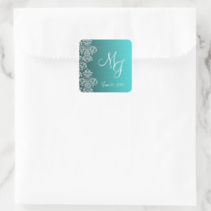 Adesivo Quadrado Damask Turquoise Wedkers