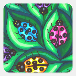 Adesivo Quadrado Damibugs Coloridos Insetam a natureza original vid