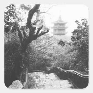 Adesivo Quadrado Danang Vietnã, Vista do Templo Montanha de Mármore