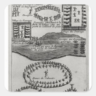 Adesivo Quadrado Dança da tubulação de paz do Iroquois