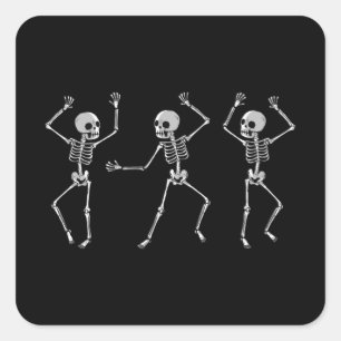 Adesivo Quadrado Dança de esqueleto