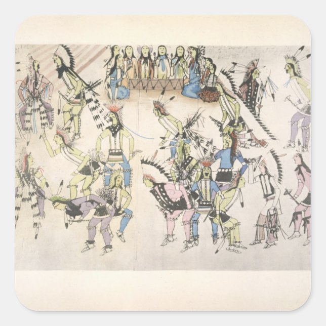 Adesivo Quadrado Dança de grama (tinta no papel) (Frente)