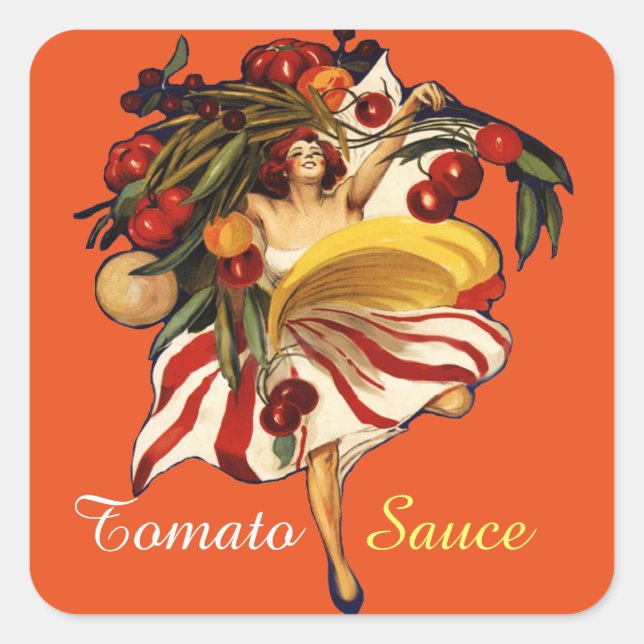 ADESIVO QUADRADO DANÇA DO PARTIDO SPAGHETTI,ITALIANO KITCHEN TOMATO (Frente)