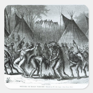 Adesivo Quadrado Dança escalpada de 'Sketches of Indian Warfare'