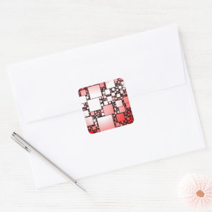Adesivo Quadrado Dançar ao quadrado vermelho e branco