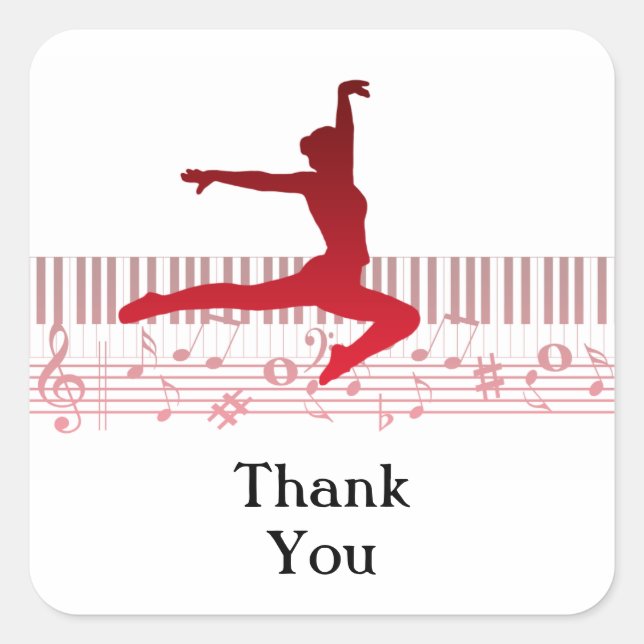 Adesivo Quadrado dançarina de balé em um teclado (Frente)