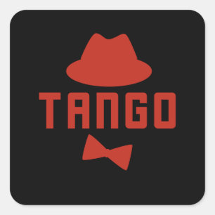 Adesivo Quadrado Dançarino Arco Tango Fedora Vermelho