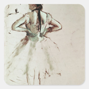Adesivo Quadrado Dançarino de Edgar Degas   visto da parte traseir
