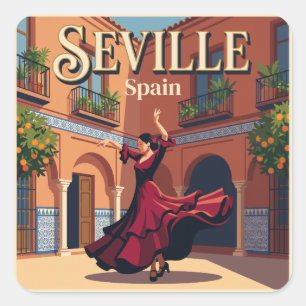 Adesivo Quadrado Dançarino de Flamenco em Sevilha Espanha