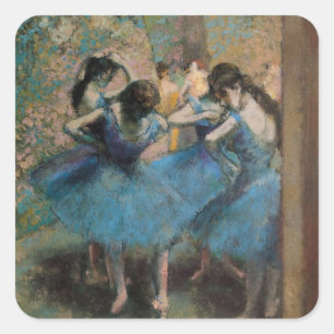 Adesivo Quadrado Dançarinos de Edgar Degas   no azul, 1890