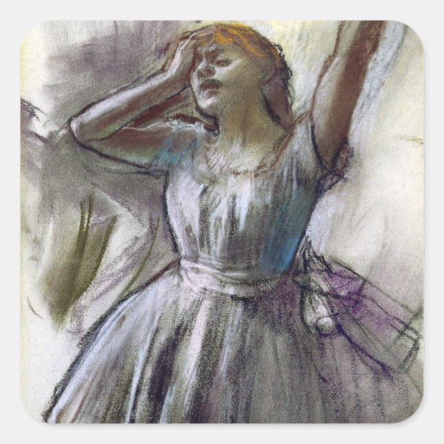 Adesivo Quadrado Dancer Stretching de Degas (Frente)