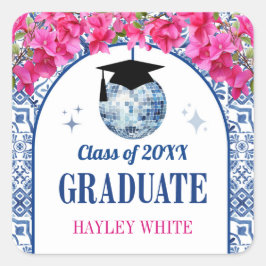 Adesivo Quadrado Dancing Queen Disco Ball Graduation Party