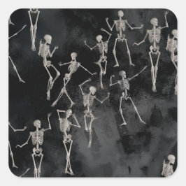 Adesivo Quadrado Dancing Skeletons Halloween