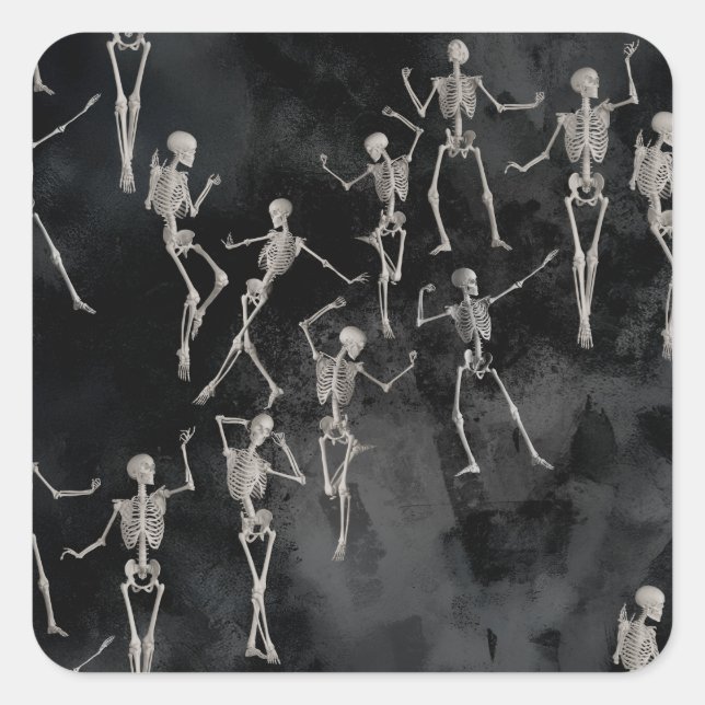 Adesivo Quadrado Dancing Skeletons Halloween (Frente)