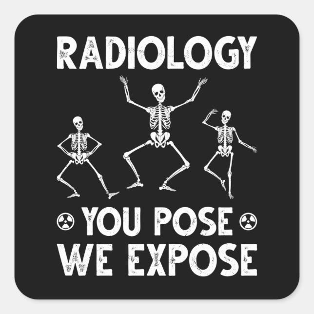 Adesivo Quadrado Dancing Skeletons Xray Radiology Humor (Frente)
