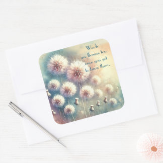 Adesivo Quadrado Dandelion Blowball & Quote