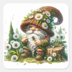 Adesivo Quadrado Dandelion Floral Gnome