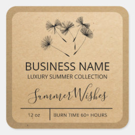 Adesivo Quadrado Dandelion Seed Kraft Paper Soy Candle Labels