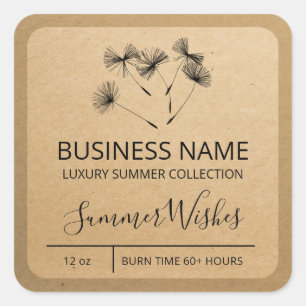 Adesivo Quadrado Dandelion Seed Kraft Paper Soy Candle Labels