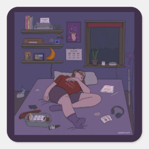 Adesivo Quadrado Dandy Doodlez "then and Now" Sticker