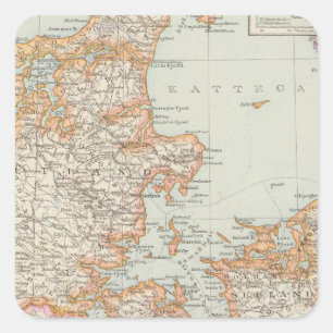 Adesivo Quadrado Danemark - mapa de Dinamarca