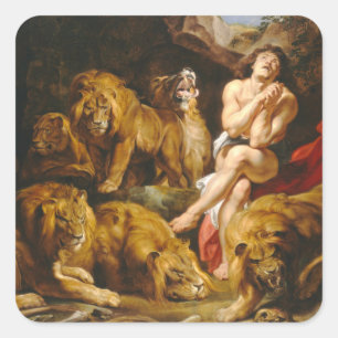 Adesivo Quadrado Daniel In The Lions Den Por Peter Paul Rubens